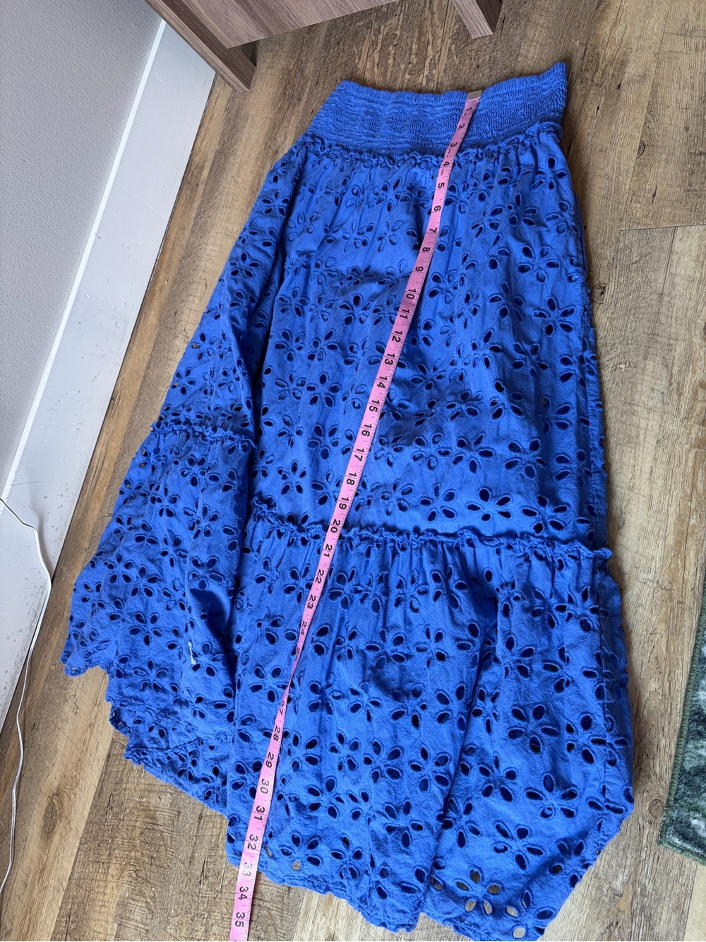 Jennifer & Grace Tiered Floral Eyelet Smocked Waist Midi Skirt Prairie Farmhouse - Picture 4 of 9